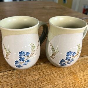 Handcrafted Ceramic Mugs with Hummingbird Design